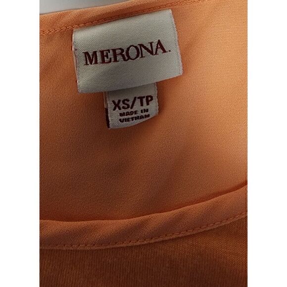 Merona Women Orange Semi Sheer Fabric Accent Size XS/P - Picture 7 of 7